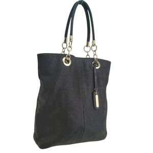 Cynthia Rowley® Large Leather Tote Bag Black / Snakeskin Handles